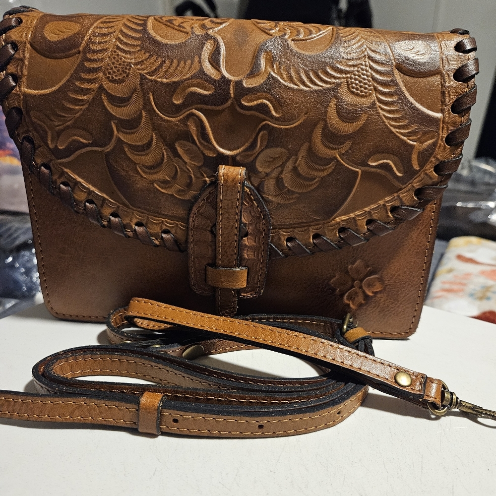 Patricia Nash Brown Embossed Crossbody Bag